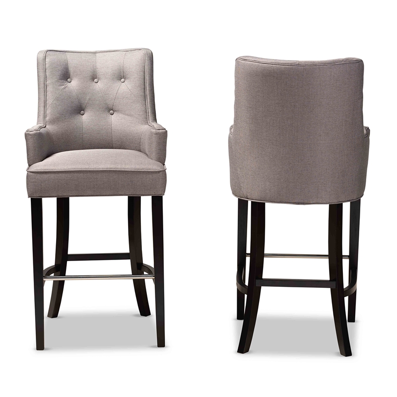Bowery Hill Grey and Brown Finished Wood 2-Piece Bar Stool Set