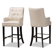Bowery Hill Beige and Dark Brown Finished Wood 2-Piece Bar Stool Set