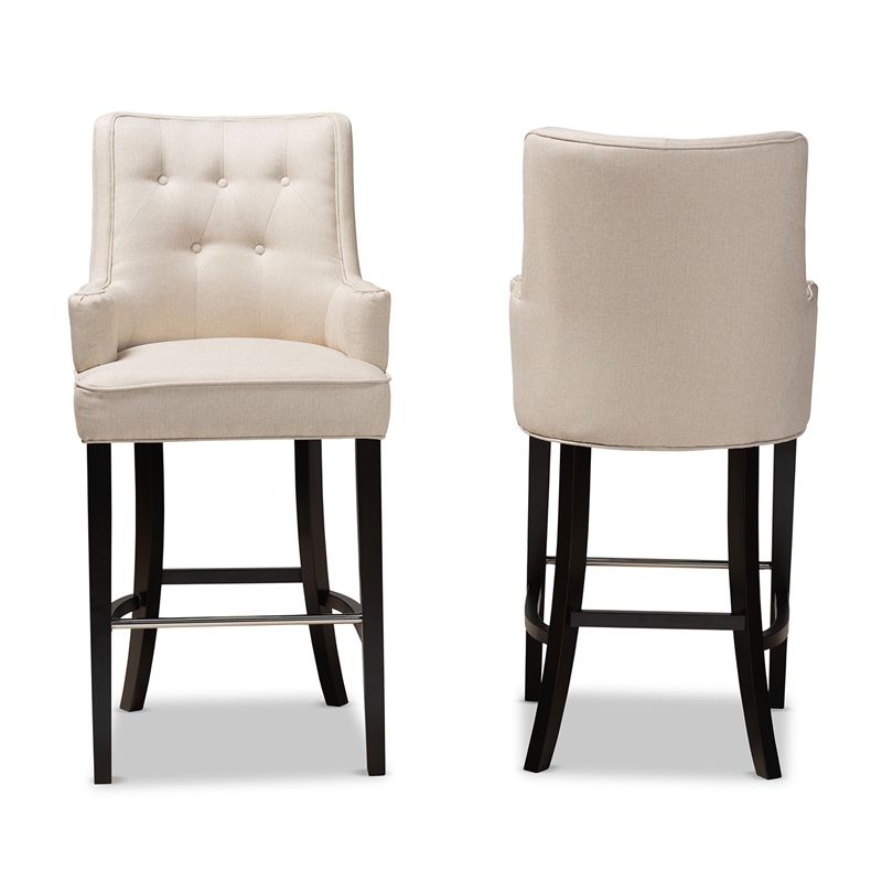 Bowery Hill Beige and Dark Brown Finished Wood 2-Piece Bar Stool Set