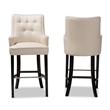Bowery Hill Beige and Dark Brown Finished Wood 2-Piece Bar Stool Set
