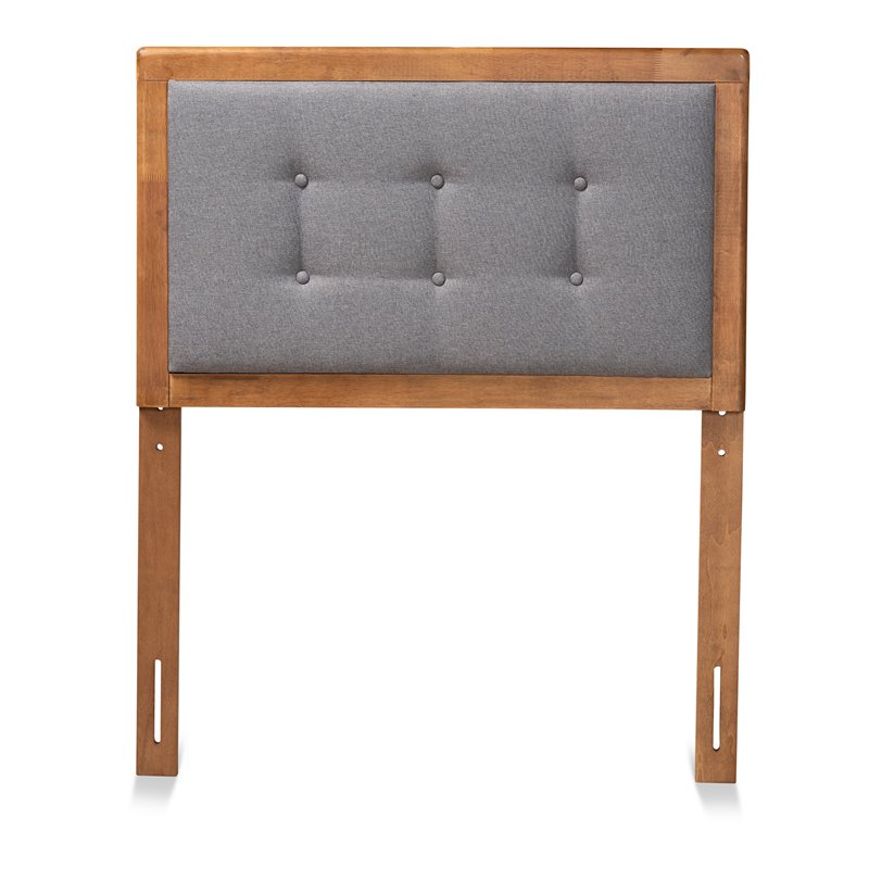 Bowery Hill Mid-Century Wood Twin Size Headboard in Dark Gray/Walnut Brown
