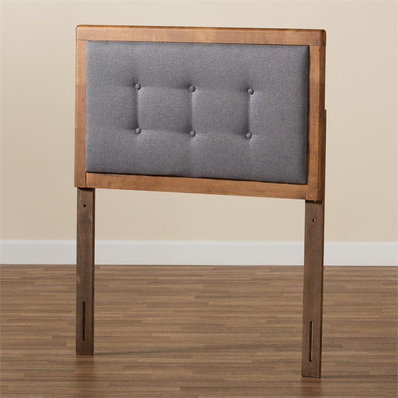 Bowery Hill Mid-Century Wood Twin Size Headboard in Dark Gray/Walnut Brown