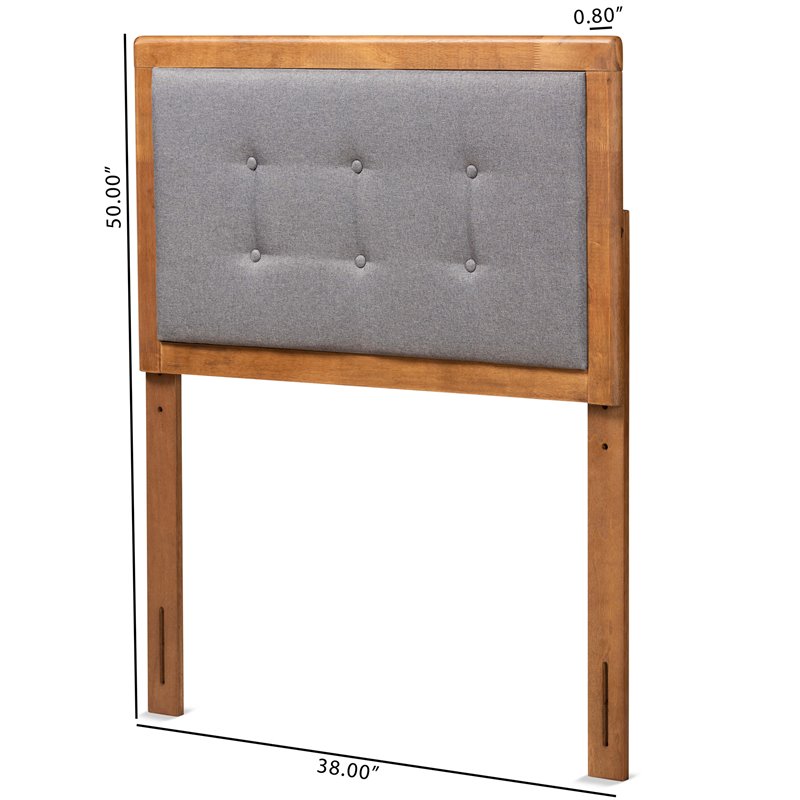 Bowery Hill Mid-Century Wood Twin Size Headboard in Dark Gray/Walnut Brown