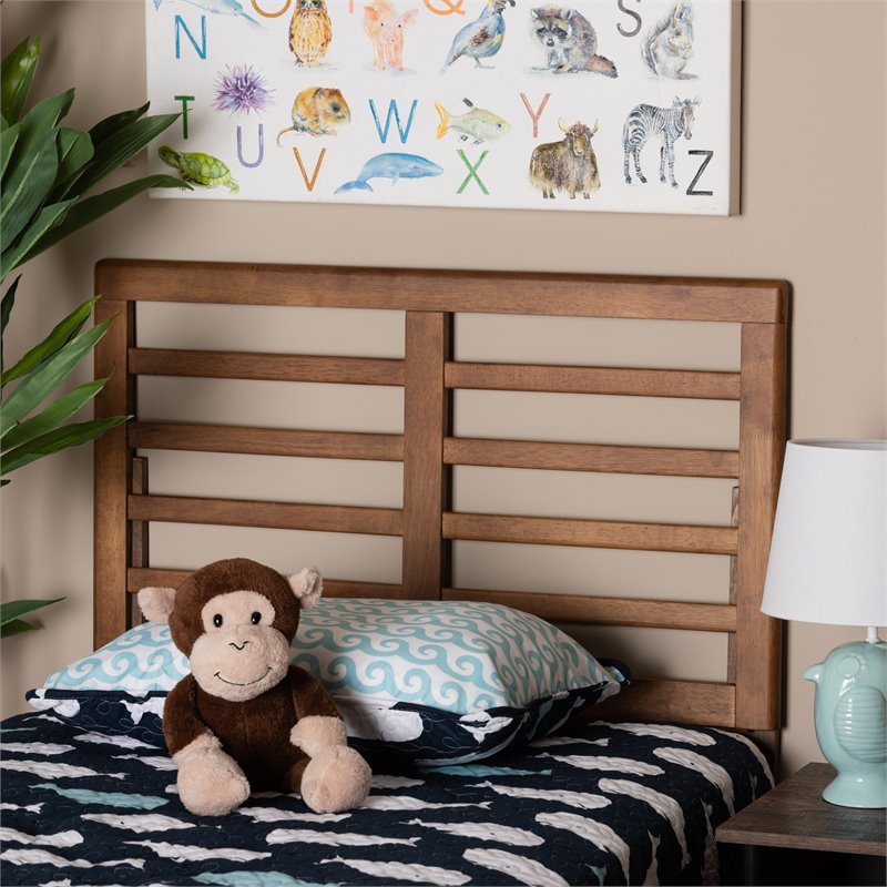Bowery Hill Walnut Brown Finished Wood Twin Size Open Slat Headboard