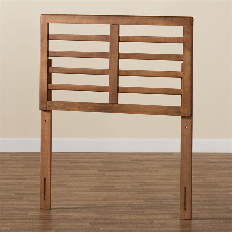 Bowery Hill Walnut Brown Finished Wood Twin Size Open Slat Headboard