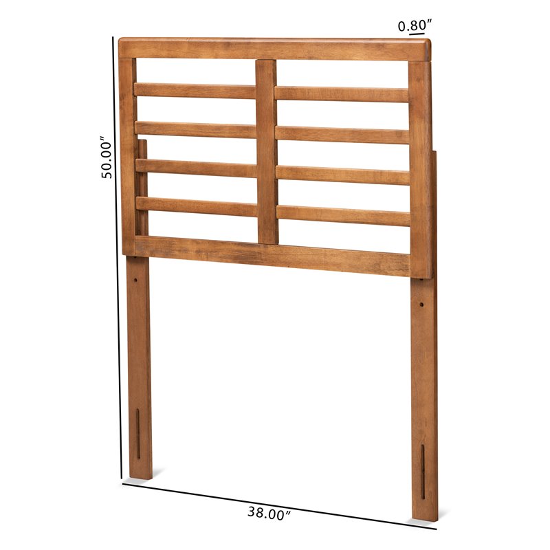 Bowery Hill Walnut Brown Finished Wood Twin Size Open Slat Headboard