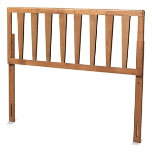 Bowery Hill Modern Rubber Wood/Engineered Wood Full Size Headboard in Ash Walnut