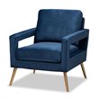 Bowery Hill Contemporary Navy Blue Gold Finished Armchair