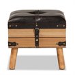 Bowery Hill Dark Brown and Oak Finished Wood Small Storage Ottoman