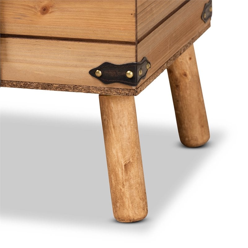 Bowery Hill Dark Brown and Oak Finished Wood Large Storage Ottoman