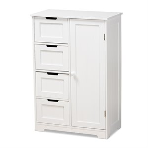 bowery hill white finished wood 4-drawer bathroom storage cabinet