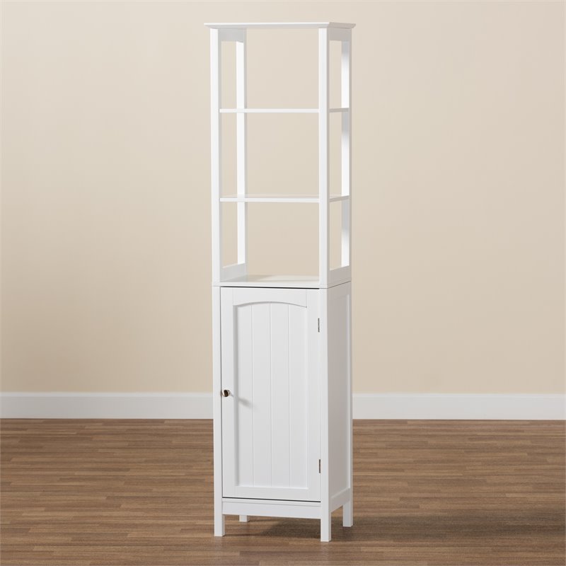 Bowery Hill Modern White Finished Wood Bathroom Storage Cabinet