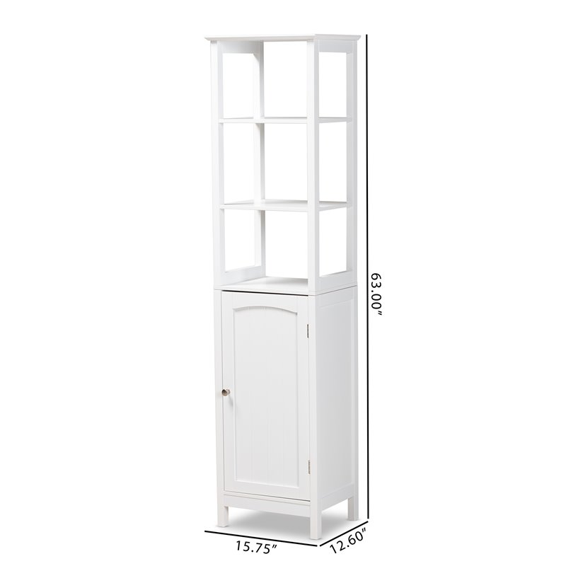 Bowery Hill Modern White Finished Wood Bathroom Storage Cabinet