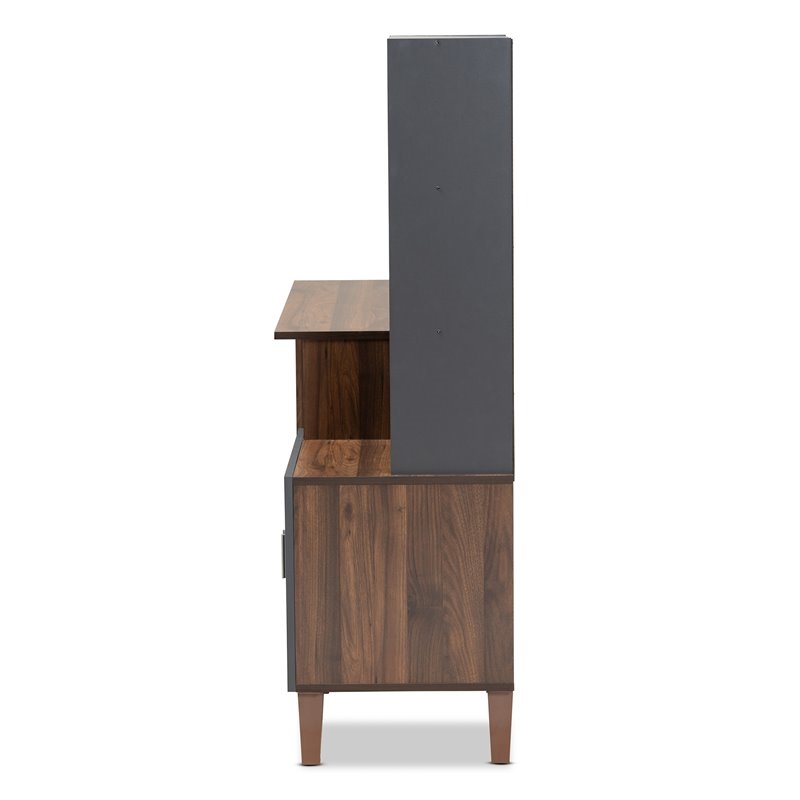 Bowery Hill Modern Engineered Wood Desk in Walnut Brown/Dark Gray