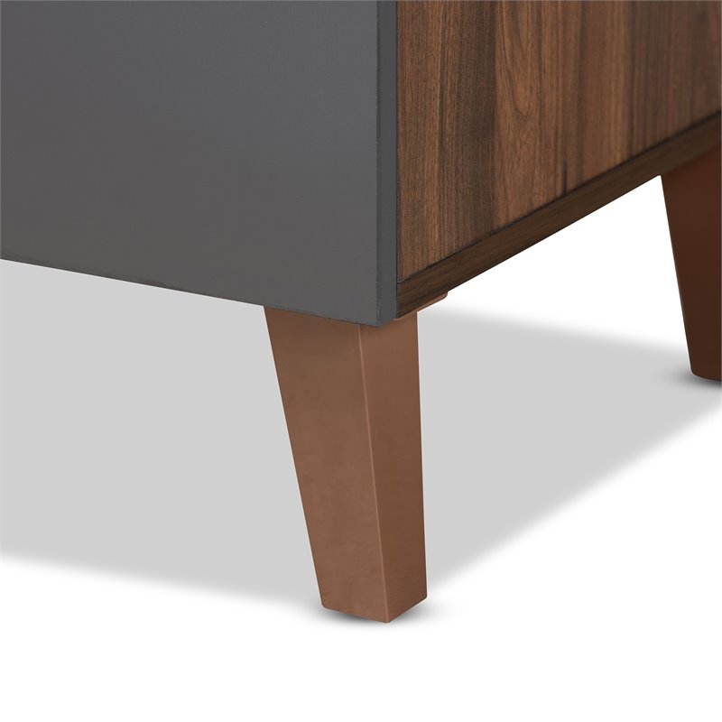 Bowery Hill Modern Engineered Wood Desk in Walnut Brown/Dark Gray