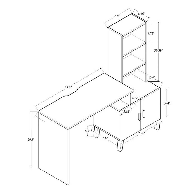 Bowery Hill Modern Engineered Wood Desk in Walnut Brown/Dark Gray