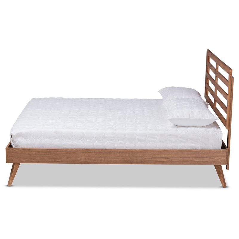 Bowery Hill Modern Walnut Finished Wood Queen Size Platform Bed