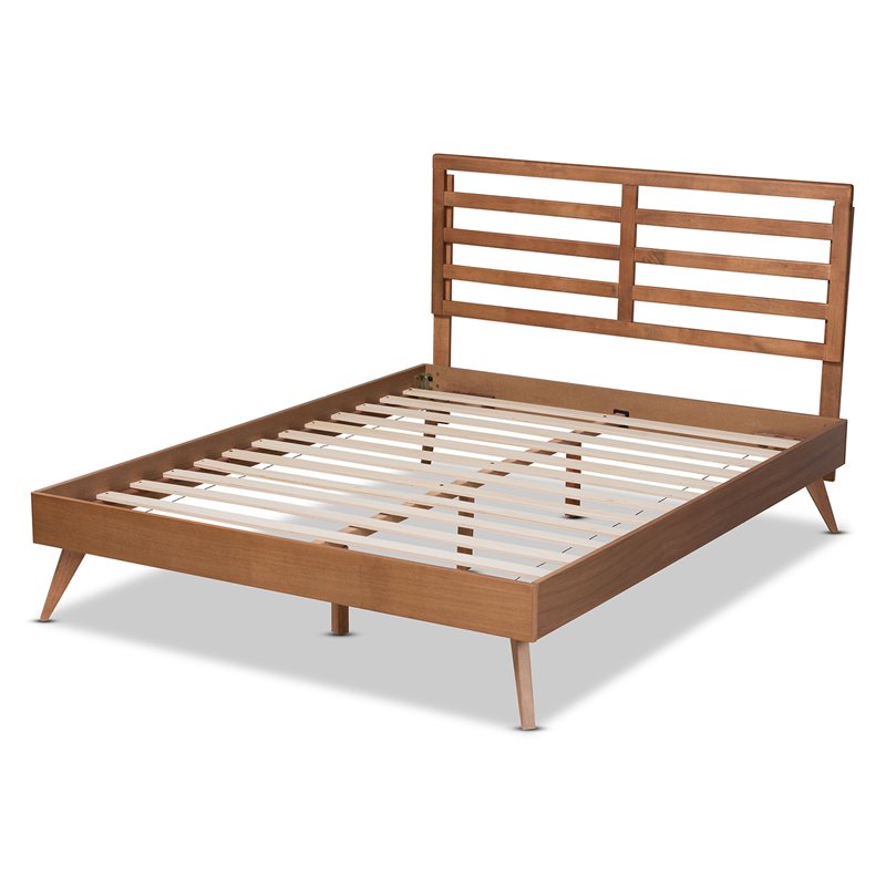 Bowery Hill Modern Walnut Finished Wood Queen Size Platform Bed