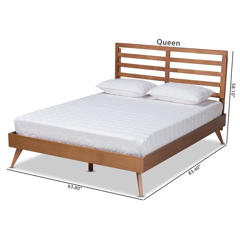 Bowery Hill Modern Walnut Finished Wood Queen Size Platform Bed