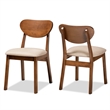 Bowery Hill Sand Walnut Brown Finished Wood 2-Piece Dining Chair Set