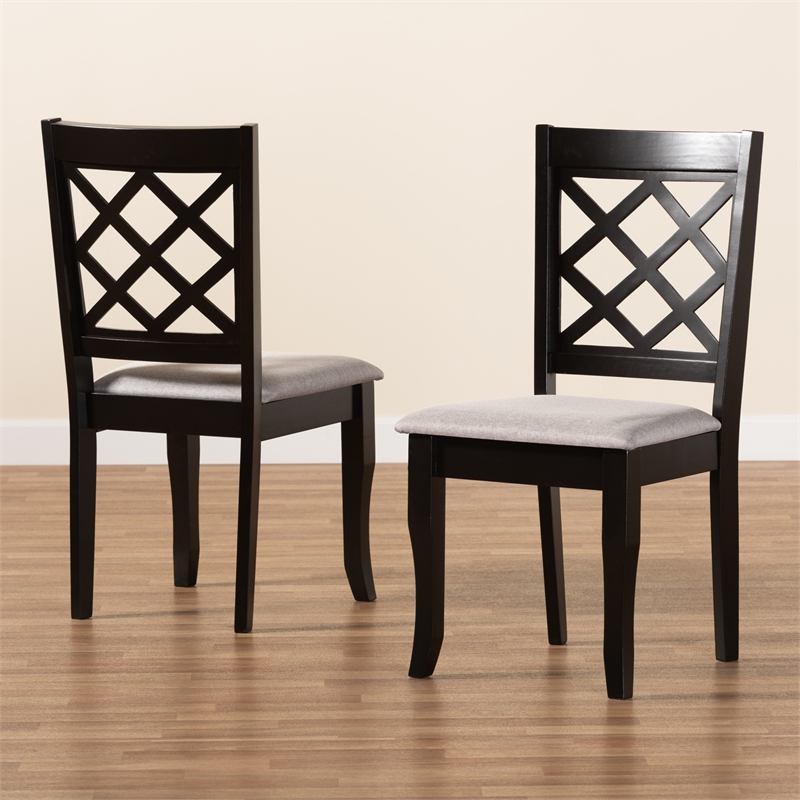 Bowery Hill Grey Dark Brown Finished Wood 2-Piece Dining Chair Set
