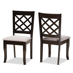 Bowery Hill Grey Dark Brown Finished Wood 2-Piece Dining Chair Set