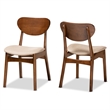 Bowery Hill Sand Walnut Brown Finished Wood 2-Piece Dining Chair Set