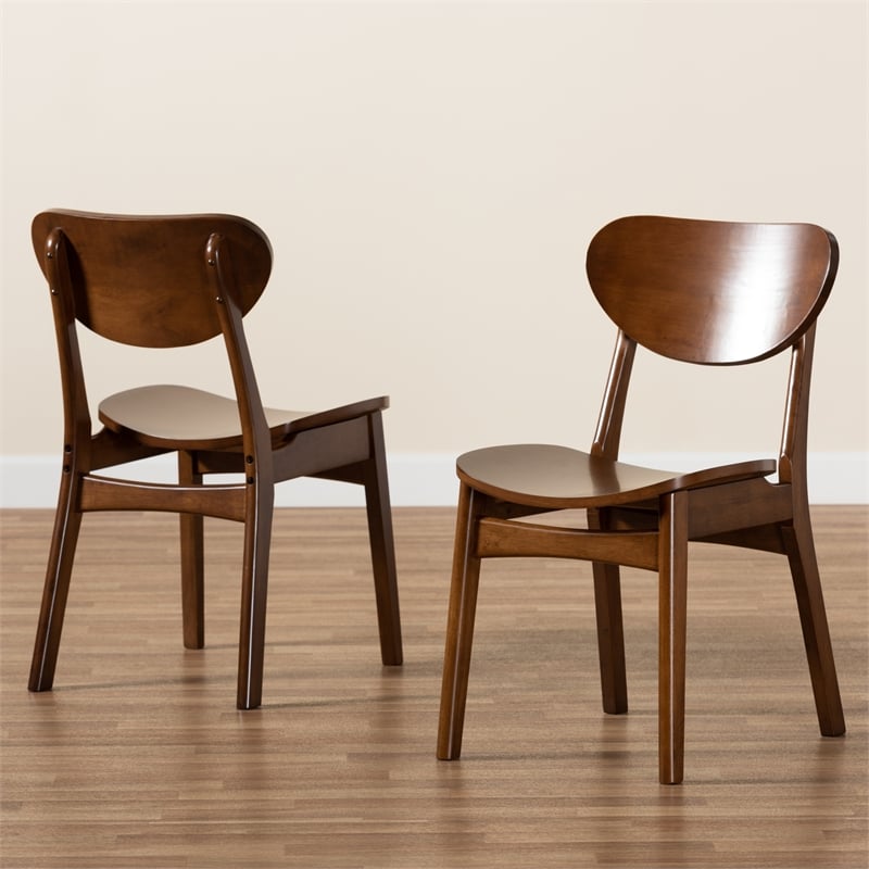 Bowery Hill Walnut Brown Finished Wood 2-Piece Dining Chair Set