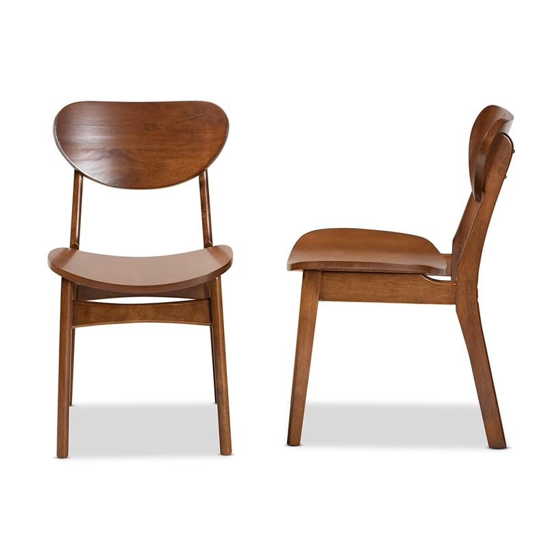 Bowery Hill Walnut Brown Finished Wood 2-Piece Dining Chair Set