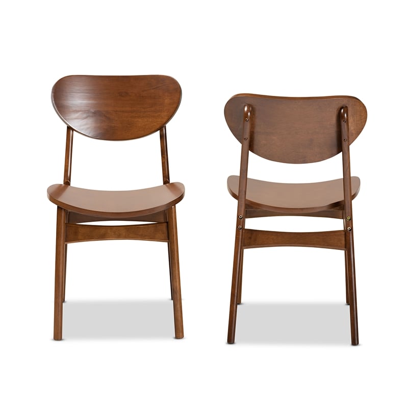 Bowery Hill Walnut Brown Finished Wood 2-Piece Dining Chair Set