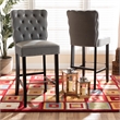Bowery Hill Dark Grey Dark Brown Finished Wood 2-Piece Bar Stool Set