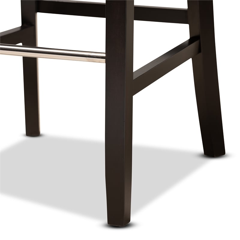 Bowery Hill Dark Grey Dark Brown Finished Wood 2-Piece Bar Stool Set