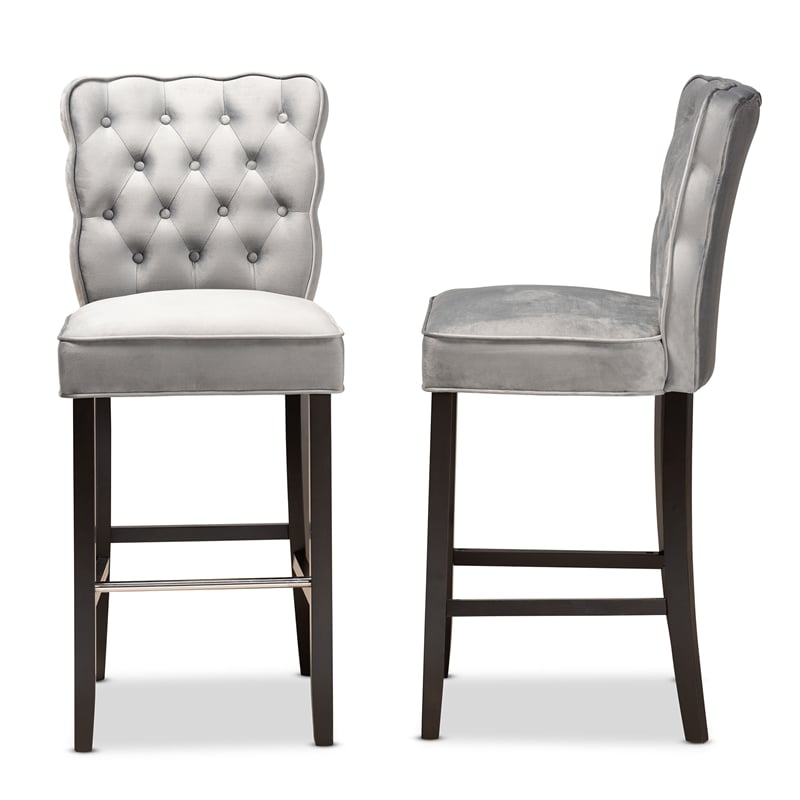 Bowery Hill Dark Grey Dark Brown Finished Wood 2-Piece Bar Stool Set
