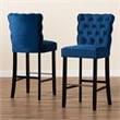 Bowery Hill Navy Blue Dark Brown Finished Wood 2-Piece Bar Stool Set
