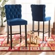 Bowery Hill Navy Blue Dark Brown Finished Wood 2-Piece Bar Stool Set