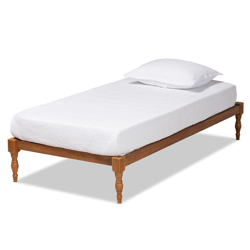 Bowery Hill Walnut Brown Finished Wood Twin Size Platform Bed Frame