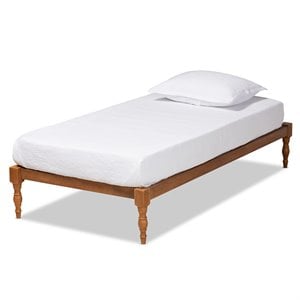 Bowery Hill Walnut Brown Finished Wood Twin Size Platform Bed Frame