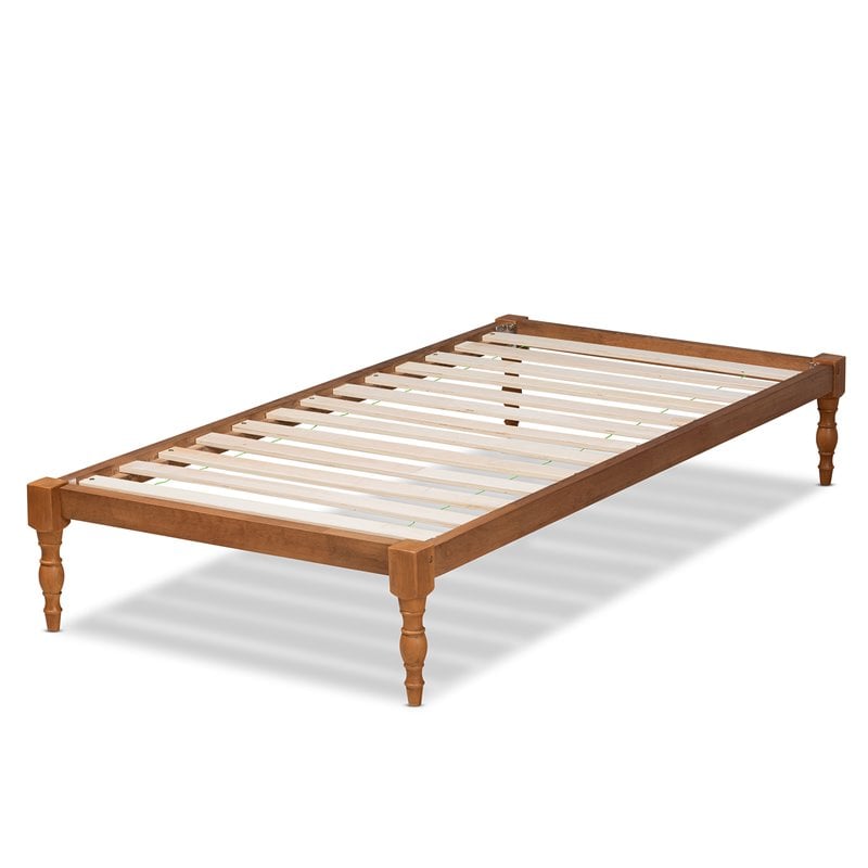 Bowery Hill Walnut Brown Finished Wood Twin Size Platform Bed Frame