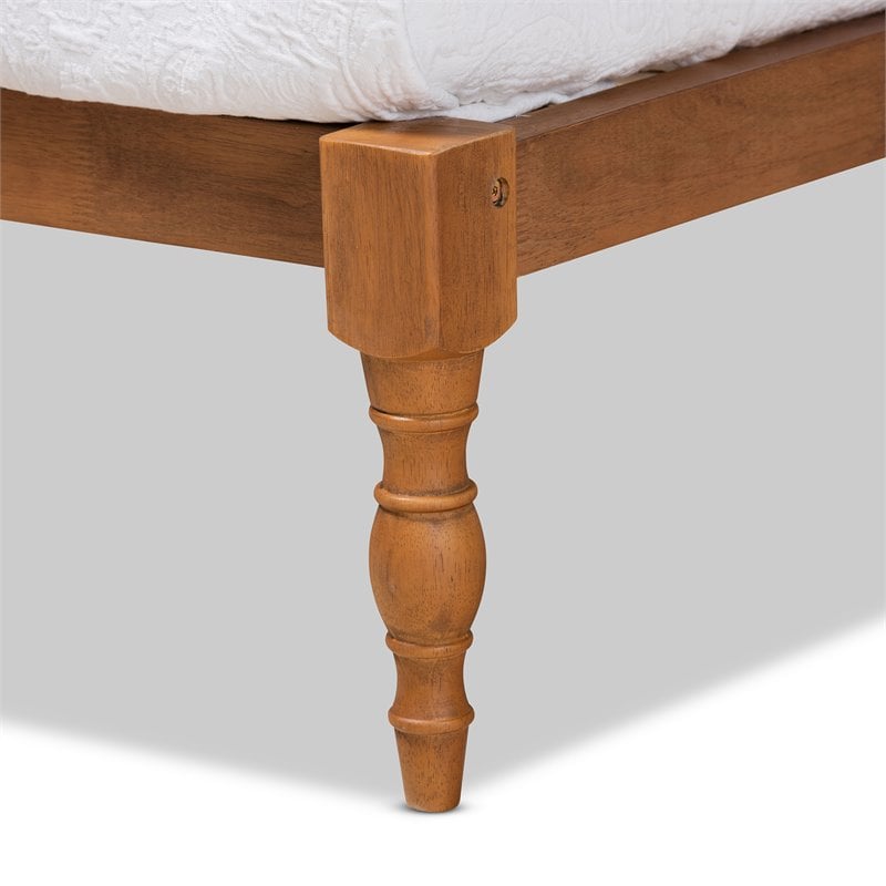 Bowery Hill Walnut Brown Finished Wood Twin Size Platform Bed Frame