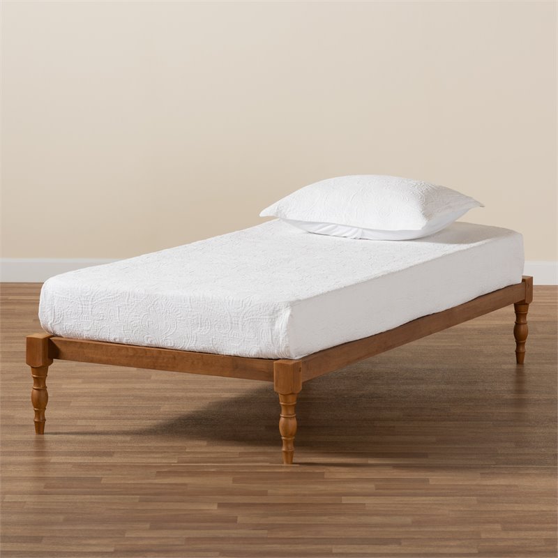Bowery Hill Walnut Brown Finished Wood Twin Size Platform Bed Frame