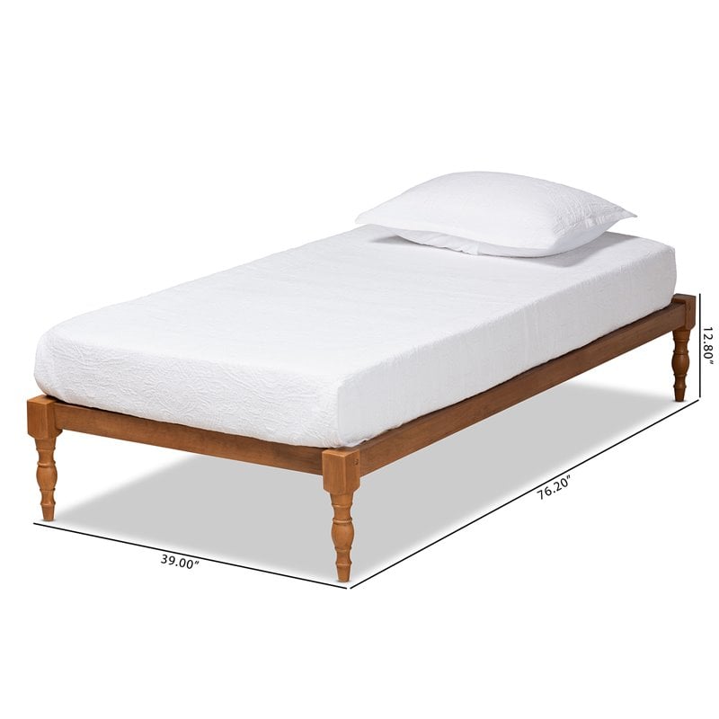 Bowery Hill Walnut Brown Finished Wood Twin Size Platform Bed Frame