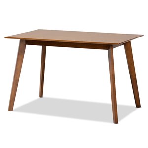 bowery hill transitional walnut brown finished wood dining table