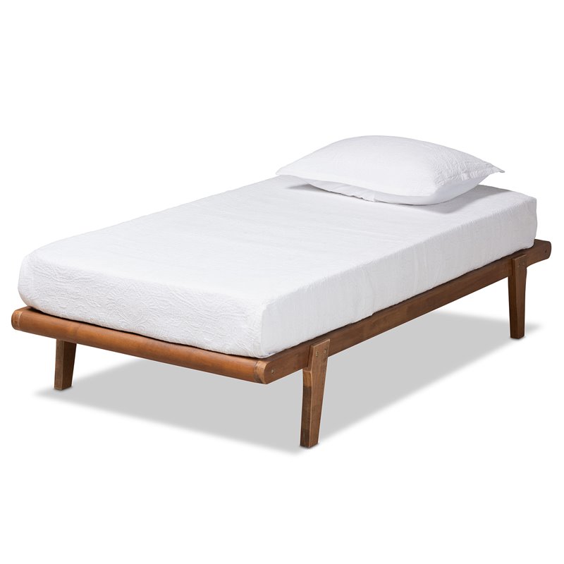 Bowery Hill Walnut Brown Finished Wood Twin Size Platform Bed Frame
