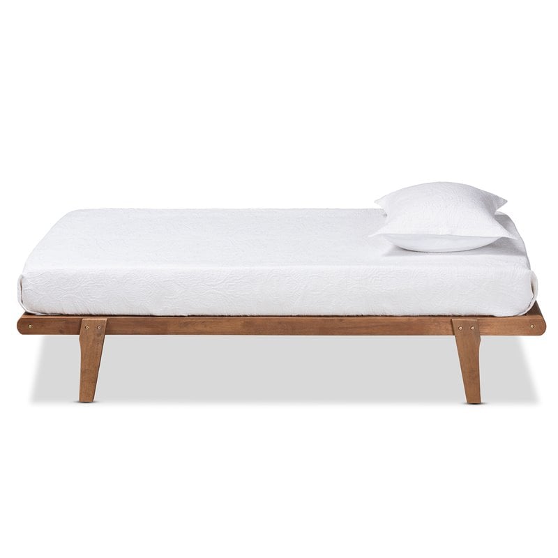 Bowery Hill Walnut Brown Finished Wood Twin Size Platform Bed Frame