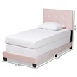 Bowery Hill Light Pink Upholstered Twin Size Panel Bed