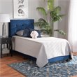 Bowery Hill Modern Velvet Fabric Upholstered Twin-Size Panel Bed in Navy Blue
