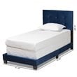 Bowery Hill Modern Velvet Fabric Upholstered Twin-Size Panel Bed in Navy Blue