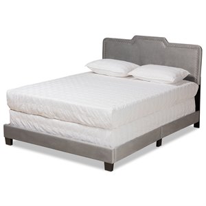 Bowery Hill Grey Upholstered Queen Size Panel Bed