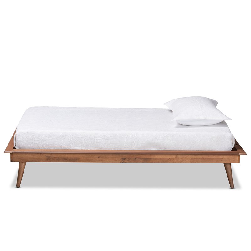 Bowery Hill Walnut Brown Finished Wood Twin Size Platform Bed Frame