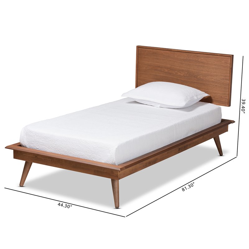 Bowery Hill Walnut Brown Finished Wood Twin Size Platform Bed Frame